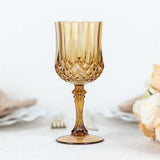 Amber Gold Crystal Cut Wine Glasses